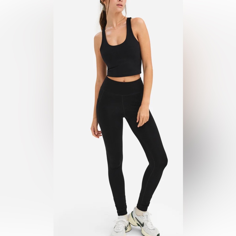 MATE the label women’s black organic cotton stretch pocket leggings size small S